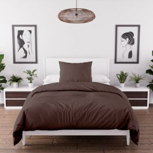 Soleil d'Ocre Parure de Couette en Microfibre lavée 140x200 cm Boheme Brun