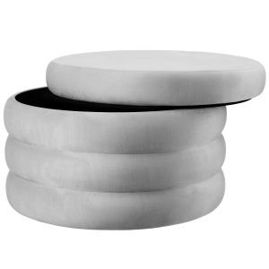 TecTake Tabouret rembourré rond avec rangement revêtement velours gris