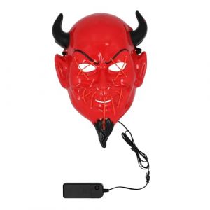 Ruedelafete Boland 72385 - Masque LED diable avec lumière, masque facial pour déguisements, Halloween et Carnaval, démon, tueur