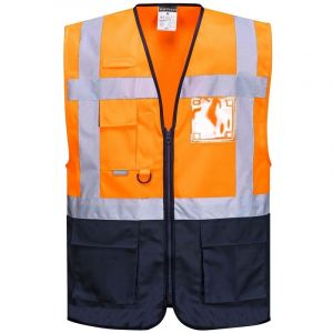 Portwest Gilet fluo secouriste Haute Visibilit&eacute; Executive Warsaw Orange/Marine XL