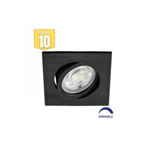 No brand Lot de 10 spots led encastrables 3en1 carré noir 7W IP20 Dimmable - Noir