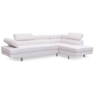 Canap&eacute; d'angle &agrave; droite avec t&ecirc;ti&egrave;res relevables Alfa Tissu Bouclette Cr&egrave;me