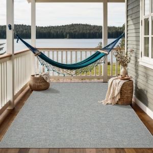 Tapis de Salon ou Terrasse en turquoise 120x160 | Tapis plat moderne | Rectangulaire | Interieur et Exterieur - The Carpet Ottowa