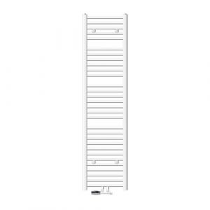 ECD Germany Radiateur Design Sahara Non Electrique - 400 x 1800 mm - Blanc - Connexion Central - avec Kit de Raccordement Mural d'Angle et Thermostat - Forme Courbé - Sèche Serviette Salle de Bain