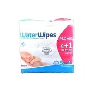 WaterWipes Lingettes B&eacute;b&eacute; 100% naturelles - Lot de 5x60 lingettes Promo : 4 1 GRATUIT