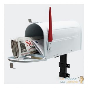 Le poisson qui jardine Bo&icirc;te Aux Lettres Style Am&eacute;ricain. Avec Support Mural. Couleur Blanche