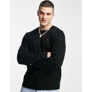 Ralph Lauren Pull en maille torsadée avec logo brodé