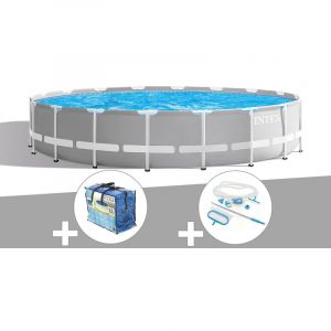 Intex Kit piscine tubulaire Prism Frame ronde 5,49 x 1,22 m + Bâche à bulles + Kit d'entretien