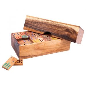 Engelhart 350370 - Jeu de domino color&eacute; en bois naturel - jeu &eacute;cologique - D 12 - 2 &agrave; 8 joueurs