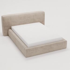 Lit Coffre Tissu Chenille Mona - Tissu Chenille Beiges - 160x200, Style, x x cm - Tissu Chenille Beiges - Meubler Design