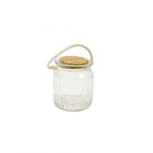 BOCAL STRIÉ ANSE CORDE 9X8CM BLANC