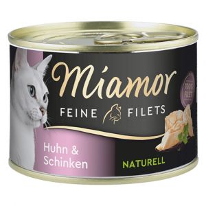 6x156g Miamor Filets fins nature poulet & jambon nourriture pour chat humide