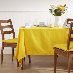 Nappe de table rectangulaire en coton unie Jaune - 137 x 178 cm - Homescapes