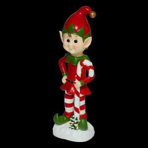 Fééric Lights And Christmas - Statue lutin de Noël 90 cm lumineux - a pile, Rouge