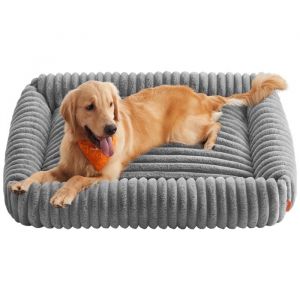 Feandrea Panier Pour Chien, Panier Orthop&eacute;dique De Taille Tr&egrave;s Grande, Coussin Chien Lavable, Moelleux, Rembourrage Doux, 120 X 85 X 23 Cm, Gris Tourterelle