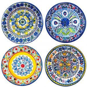 Signes Grimalt D&eacute;coration murale d&eacute;corative vintage au design hydraulique, lot de 4 assiettes en c&eacute;ramique pour d&eacute;coration int&eacute;rieure