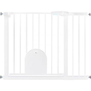 Yuenfong Barri&egrave;re De S&eacute;curit&eacute; D'escalier, Sans Per&ccedil;age, Avec Porte Pour Animaux De Compagnie, Largeur De 95 &Agrave; 105 Cm, Blanche