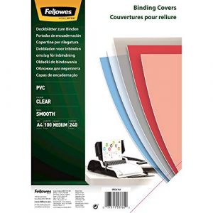 Fellowes 53762 - Pack de 100 Couvertures PVC A4 240 Microns Transparent