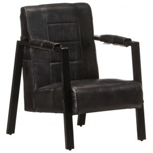 Image de VidaXL Fauteuil 60x80x87 cm Noir Cuir de chèvre véritable