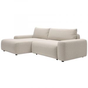 Canapé d'angle gauche convertible en tissu texturé crème DAVISO