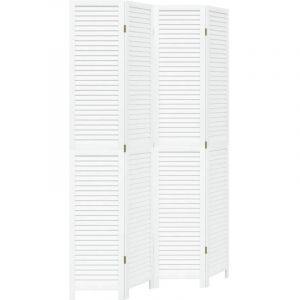 VidaXL Cloison de s&eacute;paration 4 panneaux blanc bois de paulownia massif