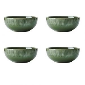 Mikasa Jardin Ensemble de bols à céréales 4 pièces, vert, service pour 4, ensemble de 4 bols à céréales en grès, bols à soupe de 15 cm - Emballage cadeau et vaisselle lavable au lave-vaisselle