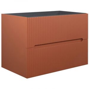 Meuble sous vasque suspendu strié terracotta - 80 cm - pavani