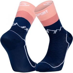 Chaussettes bv sport double gr haute bleu marine rose
