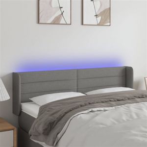VidaXL Hoofdbord LED 147x16x78/88 cm stof donkergrijs3123375