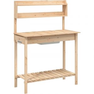 VidaXL Table de rempotage et évier 147,5x44x139,5 cm bois massif sapin