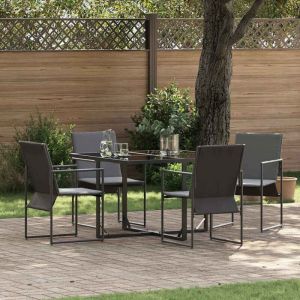 VidaXL Ensemble de salle &agrave; manger pour jardin 5 pcs Noir Acier