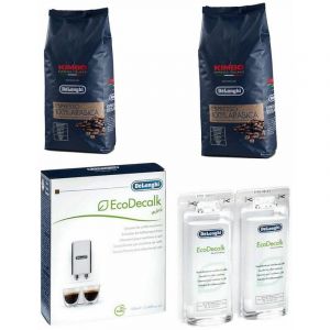 Delonghi Lot de 2 paquets caf&eacute; en grains kimbo arabica 1KG et 1 d&eacute;tartrant (5513215211, 5513282391) Cafeti&egrave;re, Machine &agrave; Caf&eacute;