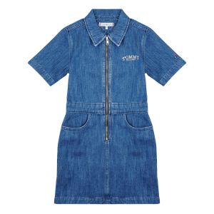 Tommy Hilfiger Robe enfant ZIP SS DRESS WASHED Bleu - Taille 4 ans,5 ans,6 ans