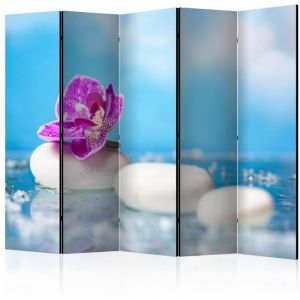 Image de Artgeist Paravent 5 Volets "Pink Orchid & White Zen Stones" 172x225cm