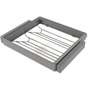 Emuca Kit tiroir à chaussures et rack ajustable Quartz pour armoires, glissières extension totale et à fermeture douce, Module 60cm, Finition Titane