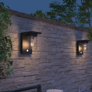 Calex Applique d'extérieur LED Asti, capteur, IP44, noir