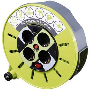 Masterplug Enrouleur de câble 8 m Goobay 51266 vert Prise mâle + contact de protection 1 pc(s)