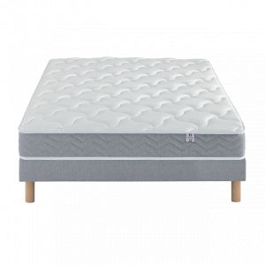 Ensemble Matelas Douces Nuits Remory 667 ressorts ensach&eacute;s + 2 cm Visco&eacute;lastique + Sommier Base Ferme 140x190