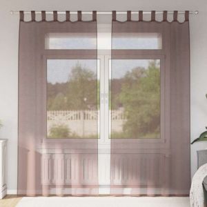 VidaXL Rideaux en voile avec passants 2 pcs marron rideau en filet rideau transparent voile de fenêtre traitement de 4102264