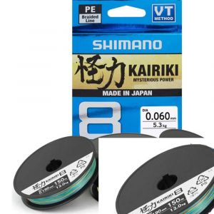 Shimano Kairiki 8, 300 Meter, Multicolor, 0.130mm/8.2kg, Fil de Pêche Tressé, 59WPLA68R22