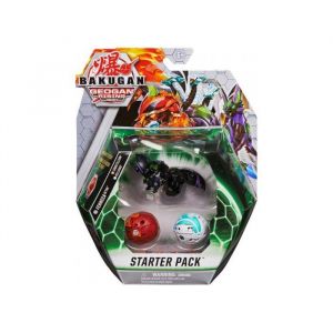 Bakugan Coffret - pack de démarrage fenneca ultra crustillion nillious : 3 boules (noire rouge blanche) - set geogan rising serie 3 + 1 carte tigre