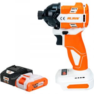 Ruris Visseuse à chocs sans fil RMX2300 230 Nm, moteur sans balais, 3300 tr/min, LED, 1/4" hex, pour vis M8-M18 + Kit batterie 20V 4Ah et chargeur