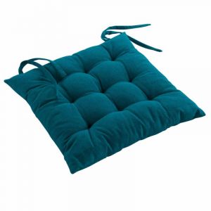 Coussin de chaise coton recyclé Mistral Bleu canard
