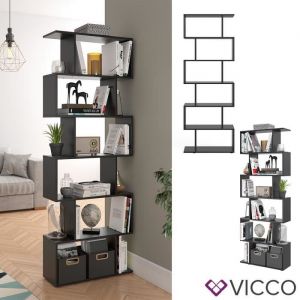 Vicco - Séparateur de pièce "Levio" Noir avec 6 compartiments