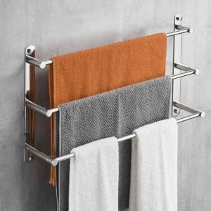 Porte-Serviettes Mural, en Acier Inoxydable 304, 40cm, étagère/Fixation Murale, à 3 Barres, pour la Salle de Bain et la Cuisine