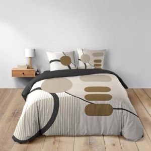 Douceur d'Int&eacute;rieur, Parure 3 Pi&egrave;ces (240 x 220 cm) Santana Naturel, 100% Coton