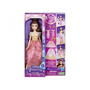 Coffret belle multi tenue + accessoires - poupee mannequin 30 cm belle et la bete - set pour disney princesse + 1 carte - fille