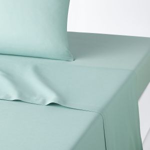 Drap plat uni en polycoton, Scenario Bleu Céladon Taille 180X290 cm;240X290 cm;270X290 cm