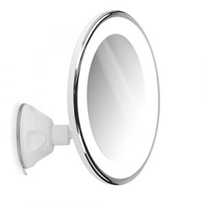 Navaris Miroir grossissant éclairage LED - Zoom 7X - Ventouse Murale - Rotation 360° - Miroir Lumineux - Salle de Bain - Maquillage beauté