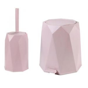 Ensemble Diamant poubelle 5L et brosse WC Sotufab (rose)
